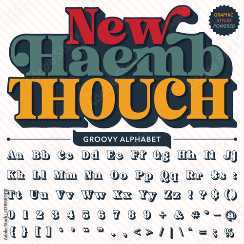 Serif Groovy Retro Vintage Bold Font alphabet vector file