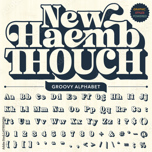 Serif Groovy Retro Vintage Bold Font alphabet vector file