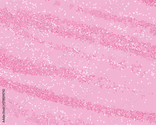 Abstrakte Vektor-Textur mit glitzernden rosa Streifen und winzigen Partikeln auf hellem Hintergrund