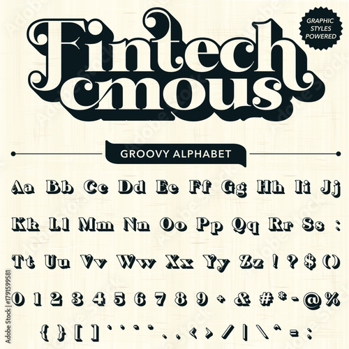 Serif Groovy Retro Vintage Bold Font alphabet vector file