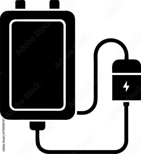 Power bank icon stroke vector icon simple black style, illustration.