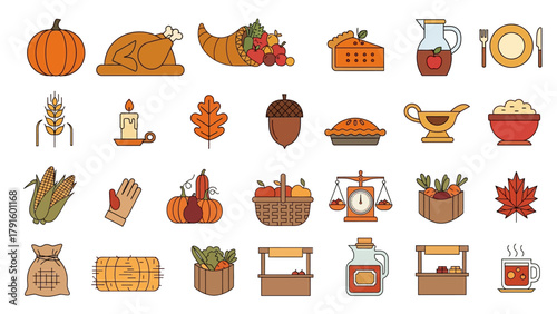 set of food icons vector