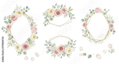 set of floral elements