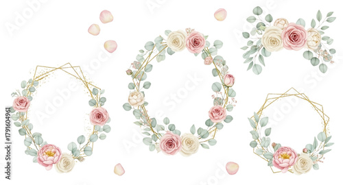 set of colorful floral elements