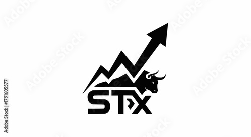 STX Stock Market Bull with Upward Trend Arrow Logo.