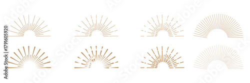 Starburst set. Sparkle sunburst rays. Star, firework explosion, sun beams, black lines, surprise, outline, confetti, decorative, retro style. Art design elements. Vintage sunburst. Best Vector Eps 10.
