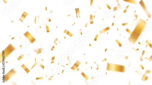 Falling gold confetti background. PNG illustration of festive confetti