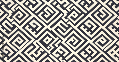 Ein nahtloses Vektormuster mit einem geometrischen, sich wiederholenden Design, das eine moderne und stilvolle Ästhetik bietet.