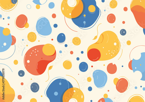 Abstrakte organische Formen und Kreise in einem bunten und fröhlichen Muster