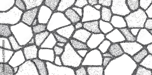 Abstrakte Mosaikmuster mit unregelmäßigen Formen und stilisierter Textur, erstellt in Vektorgrafik.