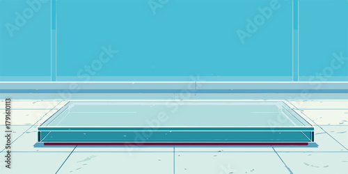 Ein klares, modernes Vektor-Podest in einem hellblauen Raum, perfekt für die Präsentation digitaler Produkte oder minimalistischer Designs.