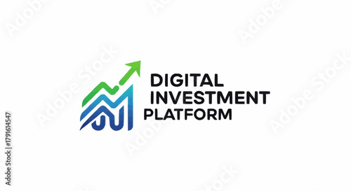 Digital Investment Platform Logo with Upward Arrow and Modern Design.