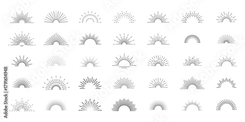 Vintage sun rays collection. Sunburst. Firework, sunbeam, explosion, sparks, sun rays, star light. Sun rise set, sunset vector icons, sunburst rays collection eps 10