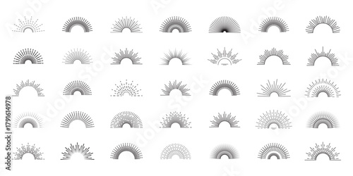 Vintage sun rays collection. Sunburst. Firework, sunbeam, explosion, sparks, sun rays, star light. Sun rise set, sunset vector icons, sunburst rays collection eps 10