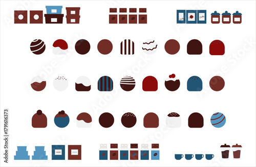 トリュフと板チョコのシンプルで使いやすいイラスト素材