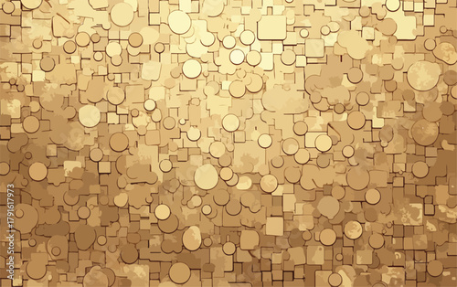 Dieses glänzende goldene Vektormuster mit geometrischen Formen schafft eine luxuriöse und moderne Textur für kreative Anwendungen.