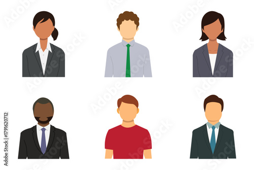 Collection of various employee avatars, male and female. Stock Illustration