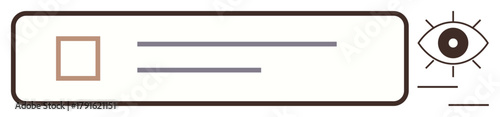 Checkbox, horizontal lines, eye shape with radiating lines emphasizing focus, visibility, customization. Ideal for preferences, accessibility, user reviews, interface design task prioritization