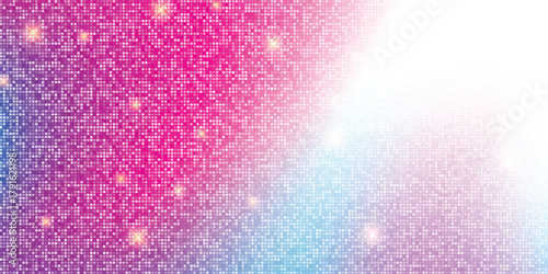 Shining pink disco party pattern background. Iridescent rose sequin mosaic texture. Abstract sparkling halftone wallpaper. Pop up comic glowing glitter backdrop. Retro vector design template