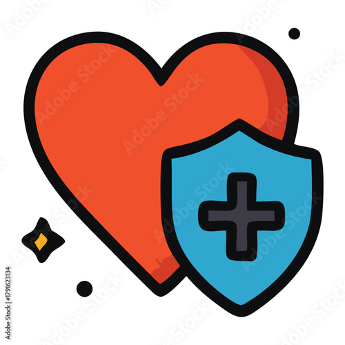 Health regulations depict a heart safeguarded by a blue shield, representing healthcare compliance. Suitable for healthcare and medical concepts.