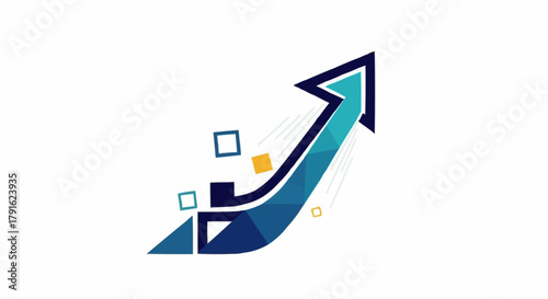 Digital arrow soaring upwards representing growth and progress in business.