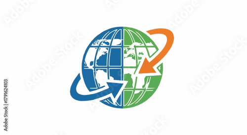 Global Exchange - A World in Motion with Arrows.