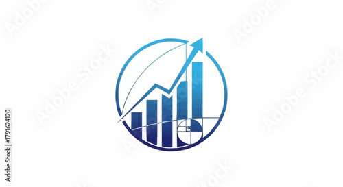 Financial growth chart inside a circle representing business success and progress.