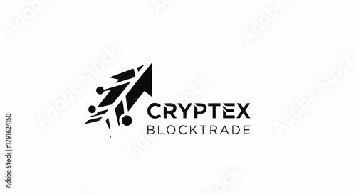 Cryptex Blocktrade Logo with Arrow and Circuit Board Elements.