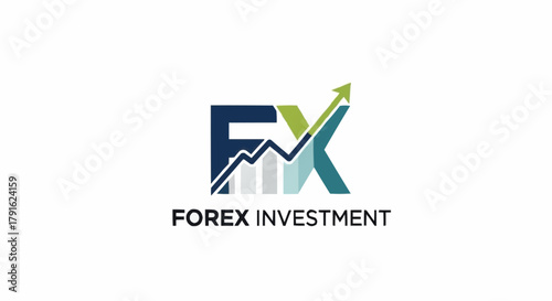 Forex Investment Logo with Upward Arrow and Financial Growth.
