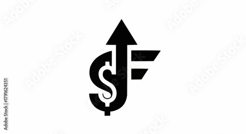 Financial Growth Symbol with Upward Arrow and Dollar Sign.