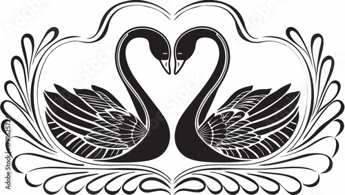 Elegant swans gracefully form a heart shape in this timeless symbol of love, perfect for wedding invitations, romantic designs, and elegant branding.