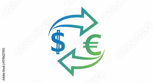 Currency Exchange Symbol with Dollar and Euro Signs.