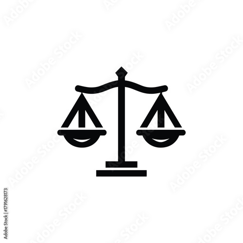 Justice Scales Icon, Black Color, Court Balance, Isolated on Transparent Background