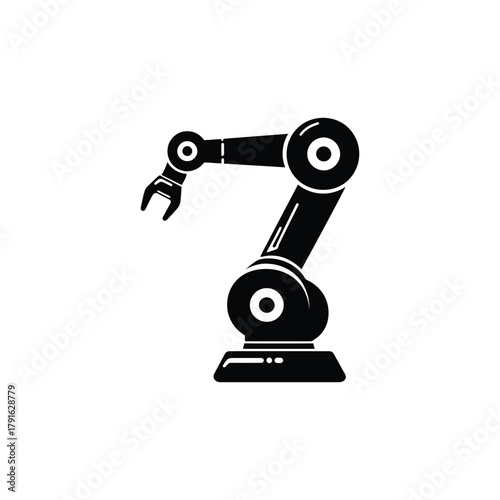 Robotic Arm on Transparent Black Automated Assembly Line Machine Element