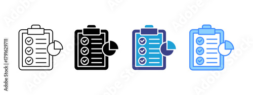 Clipboard icon set multiple style collection