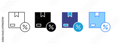 Box icon set multiple style collection