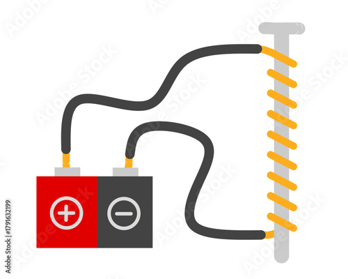 Simple electromagnet experiment diagram with battery wire and nail