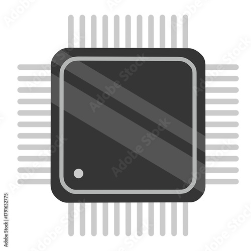 Square microchip processor integrated circuit technology component vector illustration