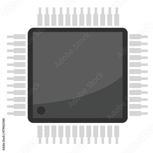 Quad flat package integrated circuit chip electronic component vector icon