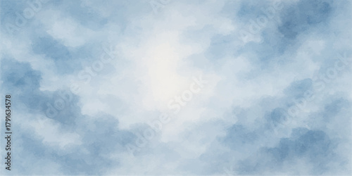 Bright blue sky with fluffy white cumulus clouds in the summer cloudscape