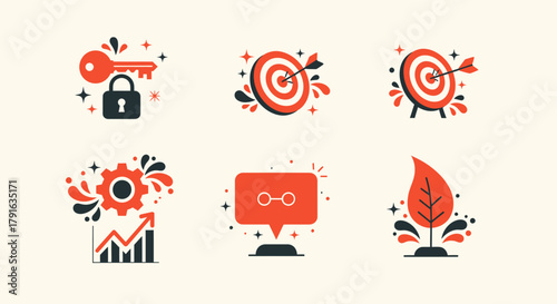 Set of Flat Design Business and Marketing Icons.
