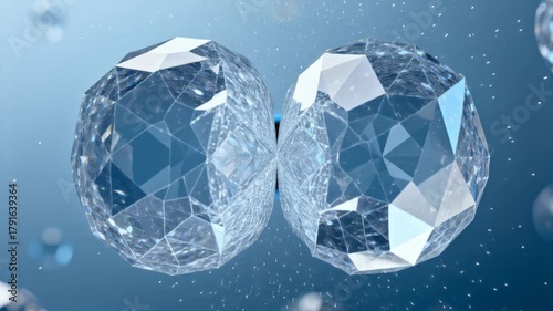 Brilliant Faceted Gemstones Floating Together In A Soft Blue Light