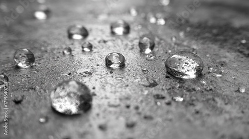 Black and White Water Droplets Micro Close-up, Texture Abstract Art Design Material
