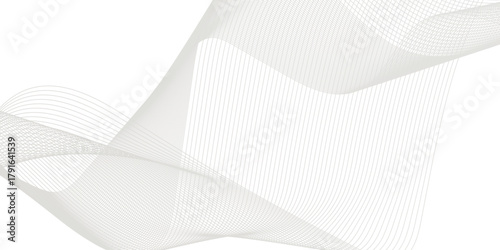 Dynamic minimal wave sound line. Abstract glowing white blend line smooth flow soundwave curve energy gradient vector futuristic digital outline line science design.	