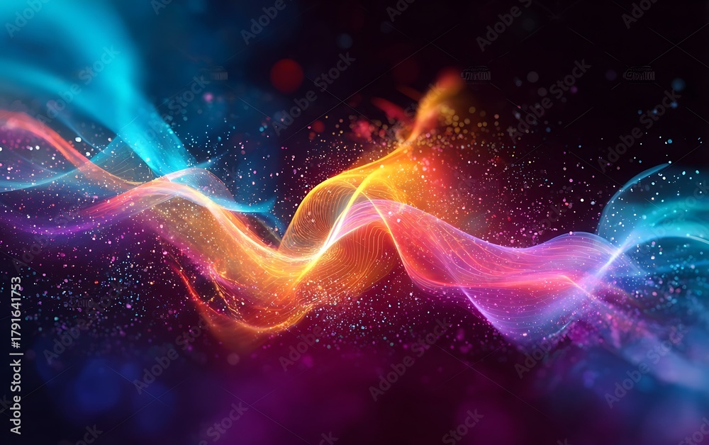Fototapeta premium Visualization of fractal cosmos featuring nebula, light, and star dust texture in a science fiction fantasy dream.