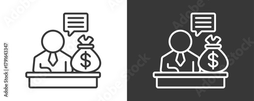 Financial Advisor Icon Set Vector Collection Isolated In Black And White