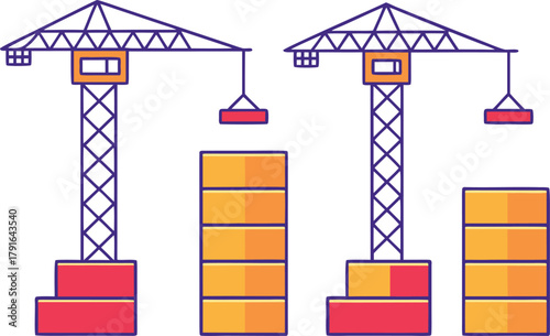 Construction Tools Vector Illustration. Building Equipment Outline Set. Construction Industry Icon Pack. Heavy Machinery Vector Design. Engineering and Construction Elements. Construction Site Tools