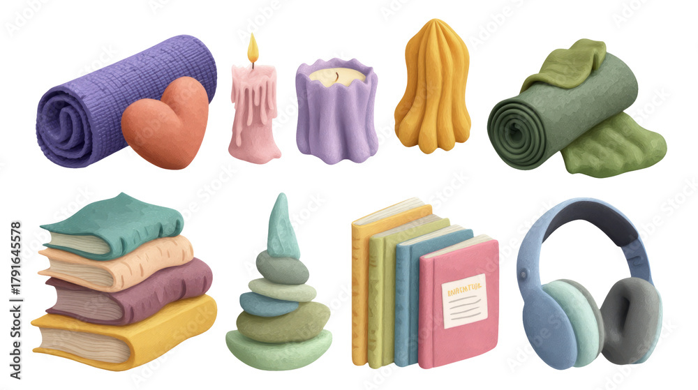 Obraz premium Colorful and Playful Illustrations of Various Objects on Transparent Background