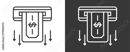Cash Withdrawal Icon Set Vector Collection Isolated In Black And White