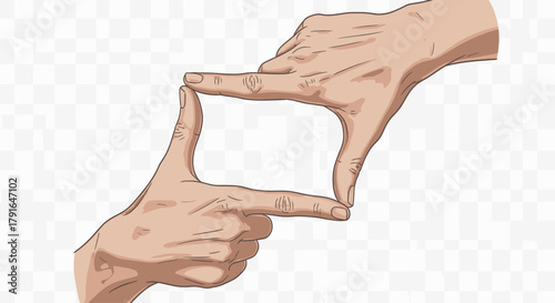 Hands Forming a Camera Frame Gesture Illustration
